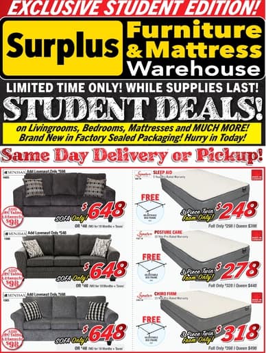 Surplus Furniture And Mattress Warehouse Flyers In Ottawa On Reebee